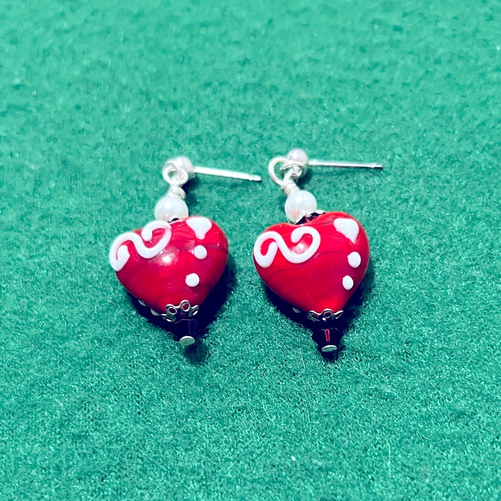 Red heart earrings